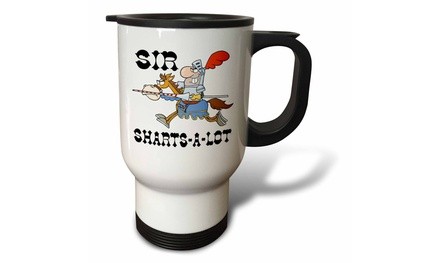  Travel Mug Funny Knight Sir Sharts A Lot - 14oz 