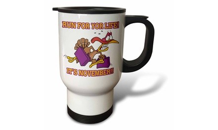  Travel Mug Run for Life Thanksgiving Turkey Humor - 14oz 