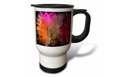  Travel Mug Abstract Pink and Orange by Angelandspot - 14oz 