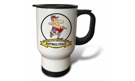  Travel Mug Funny Worlds Greatest Softball Coach Occupation Job Cartoon - 14oz 