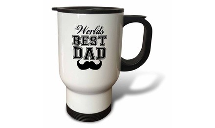  Travel Mug Worlds best dad with funny black mustache - retro moustache