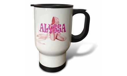  Travel Mug Alyssa. Pink Ballet Shoes. Ballerina.  - 14oz 