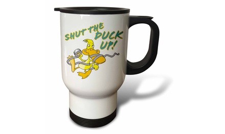  Travel Mug Shut the Duck up Duct Tape Duck Toon - 14oz 