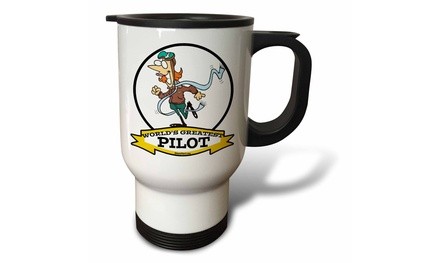  Travel Mug Funny Worlds Greatest Female Pilot Cartoon - 14oz 