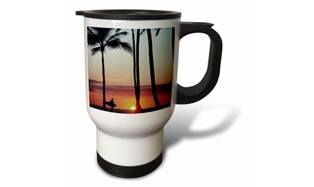  Travel Mug Surfer at sunset, oahu, hawaii - US12 DPB1588 - Douglas Peebles - 1