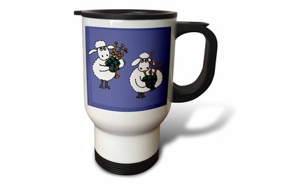  Travel Mug Funny Sheep Playing Bagpipes - 14oz 