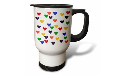  Travel Mug Hearts in the colors of the Rainbow - 14oz 