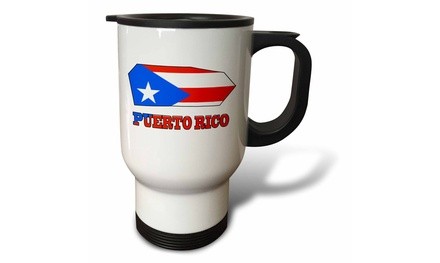  Travel Mug The flag of Puerto Rico in the outline map and name of the country 