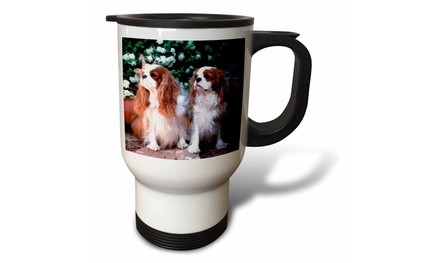  Travel Mug Two Blenheim Cavalier King Spaniel - 14oz 