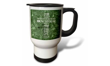  Travel Mug John 3 16 bible verse in the form of a cross reflected