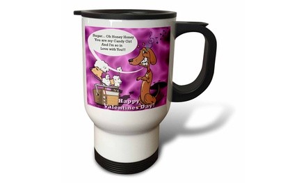  Travel Mug Dachshund and Toy Poodle Valentine - 14oz 