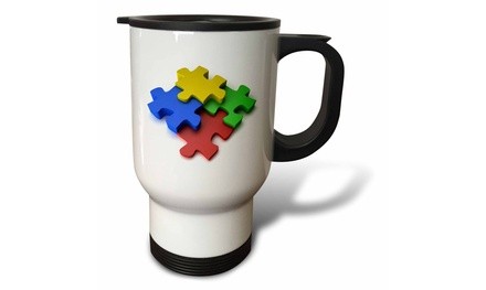  Travel Mug Colorful puzzle design autism - 14oz 