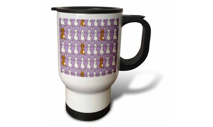  Travel Mug Cute Bunny Parade Purple - 14oz 