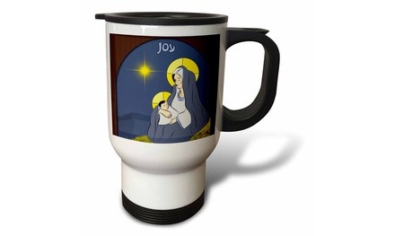  Travel Mug A window depicting the virgin mother Mary with child Jesus. - 14oz 