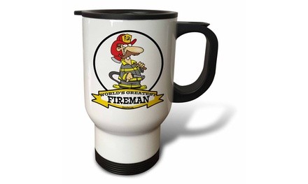  Travel Mug Funny Worlds Greatest Fireman II Cartoon - 14oz 