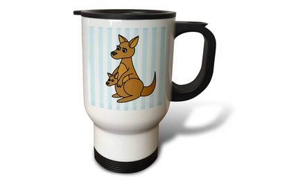  Travel Mug Mom and Baby Kangaroo Design - 14oz 