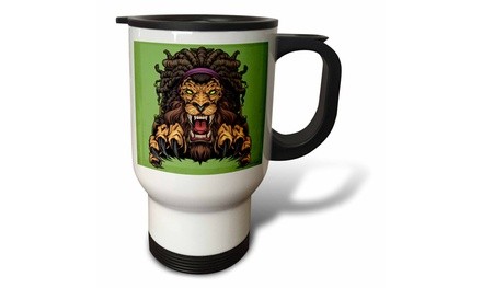  Travel Mug Rastafarian lion with dreads in his mane - 14oz 