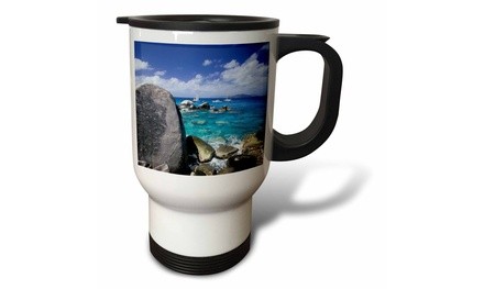  Travel Mug Caribbean, BVI, Virgin Gorda. Spring Bay-CA10 SWS0079 - Stuart West