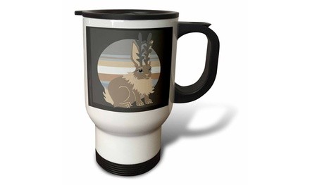  Travel Mug Planet Jackalope Funny Mythical Creature Cute Rabbit - 14oz 