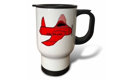  Travel Mug Red Plane With Airplane In Black - 14oz 