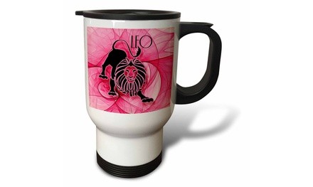  Travel Mug Lady Leo in Pink and Black Swirls Zodiac Collection - 14oz 