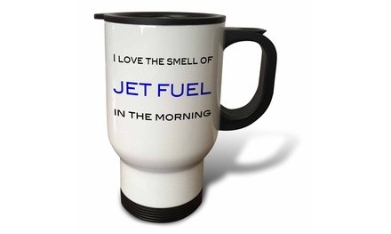  Travel Mug I love the smell of jet fuel in the morning, Blue - 14oz 