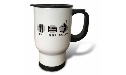  Travel Mug Eat Sleep and Ballet in grey and black with male dancer  - 14oz 