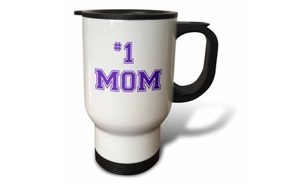  Travel Mug #1 Mom - Number One Mom in purple text - for worlds greatest 