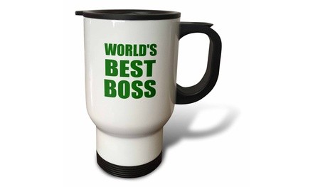  Travel Mug Worlds Best Boss - green text - great design for the greatest boss 