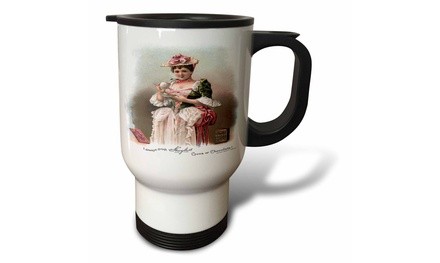  Travel Mug Vintage Cocoa or Chocolate Advertisement with Victorian Lady - 14oz