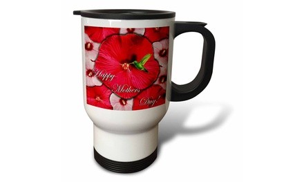  Travel Mug Hummingbird Red and White Hibiscus Mothers Day - 14oz 