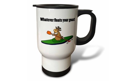  Travel Mug Funny Goat kayaking says Whatever Floats your Goat - 14oz 