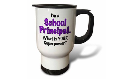  Travel Mug Im a school principal what is your superpower. Purple. - 14oz 