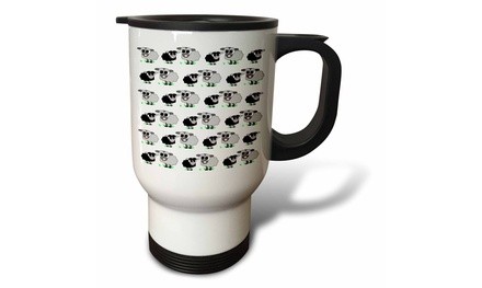  Travel Mug Cute Black and Grey Sheep Print - 14oz 