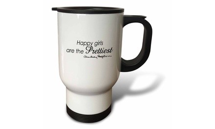  Travel Mug Happy girls are the PRETTIEST, quote - 14oz 