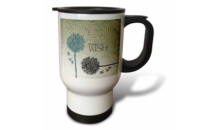  Travel Mug Inspired Teal Make A Wish Dandelion Flowers - 14oz 