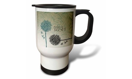  Travel Mug Inspired Teal Make A Wish Dandelion Flowers - 14oz 