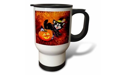  Travel Mug Funny Halloween Cat and Mouse - 14oz 