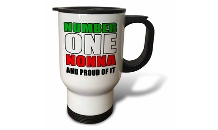  Travel Mug Number One Nonna And Proud Of It Italian Flag - 14oz 