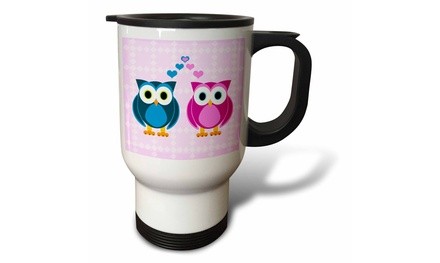  Travel Mug True Love Owls Design - 14oz 