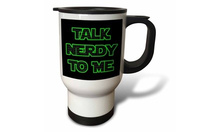  Travel Mug Talk nerdy to me. Lime Green. - 14oz 