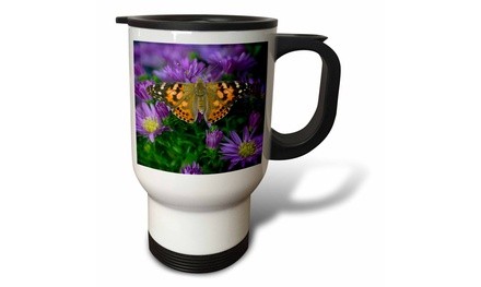  Travel Mug American Painted Lady Butterfly, Vanessa virginiensis 01 - 14oz 