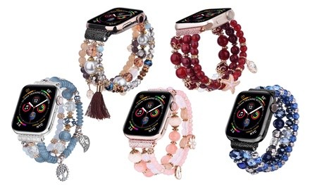 Luxe Handmade Elastic Beaded Band for Apple Watch Series 1, 2, 3, 4, and 5 