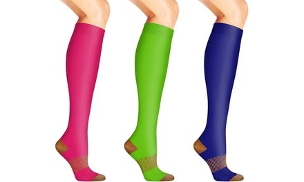 xFit Copper-Infused Knee-High Compression Socks (3 Pairs)