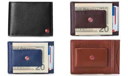 Alpine Swiss Men's RFID Protected Leather Bifold Wallet or Money Clip