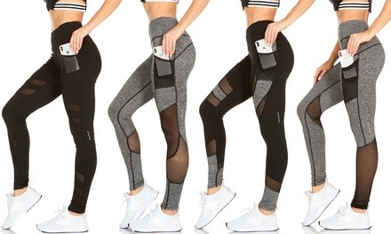 Traq65 By RAG Women's Tummy Control Active Leggings with Phone Pockets (4-Pack). Plus Sizes Available.