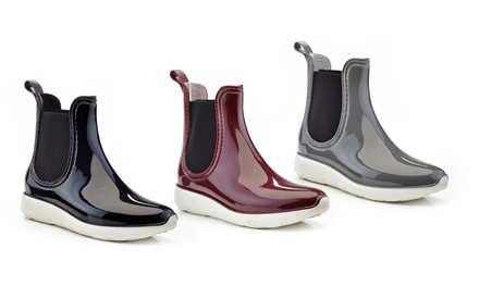 Women's Classic Sporty Elastic Waterproof Pull-on Rain Booties