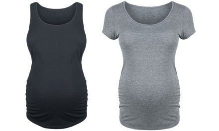 2-Pack Bloom Maternity: Maternity Basic Tees. Plus Sizes Available.