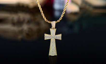 18K Gold Plated Cross Charm Pendant Necklace