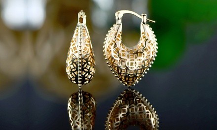 Gilded Filigree Heart Hoop Earrings by EUPHIR